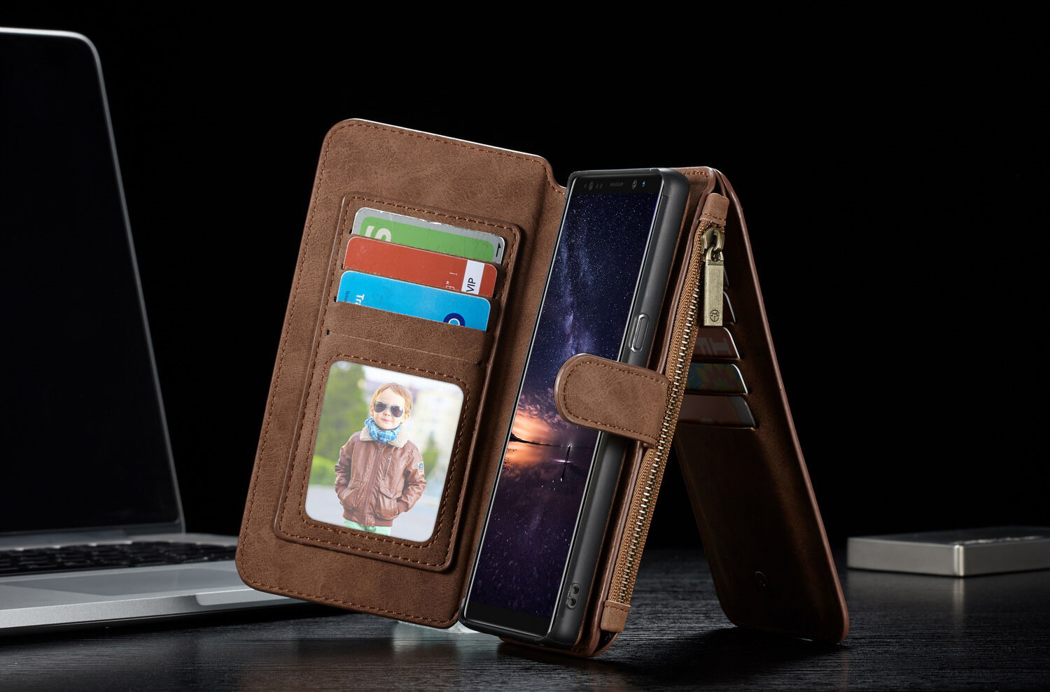 Husă tip portofel Caseme 2 în 1, pentru Samsung Galaxy Note 9 - roșu
