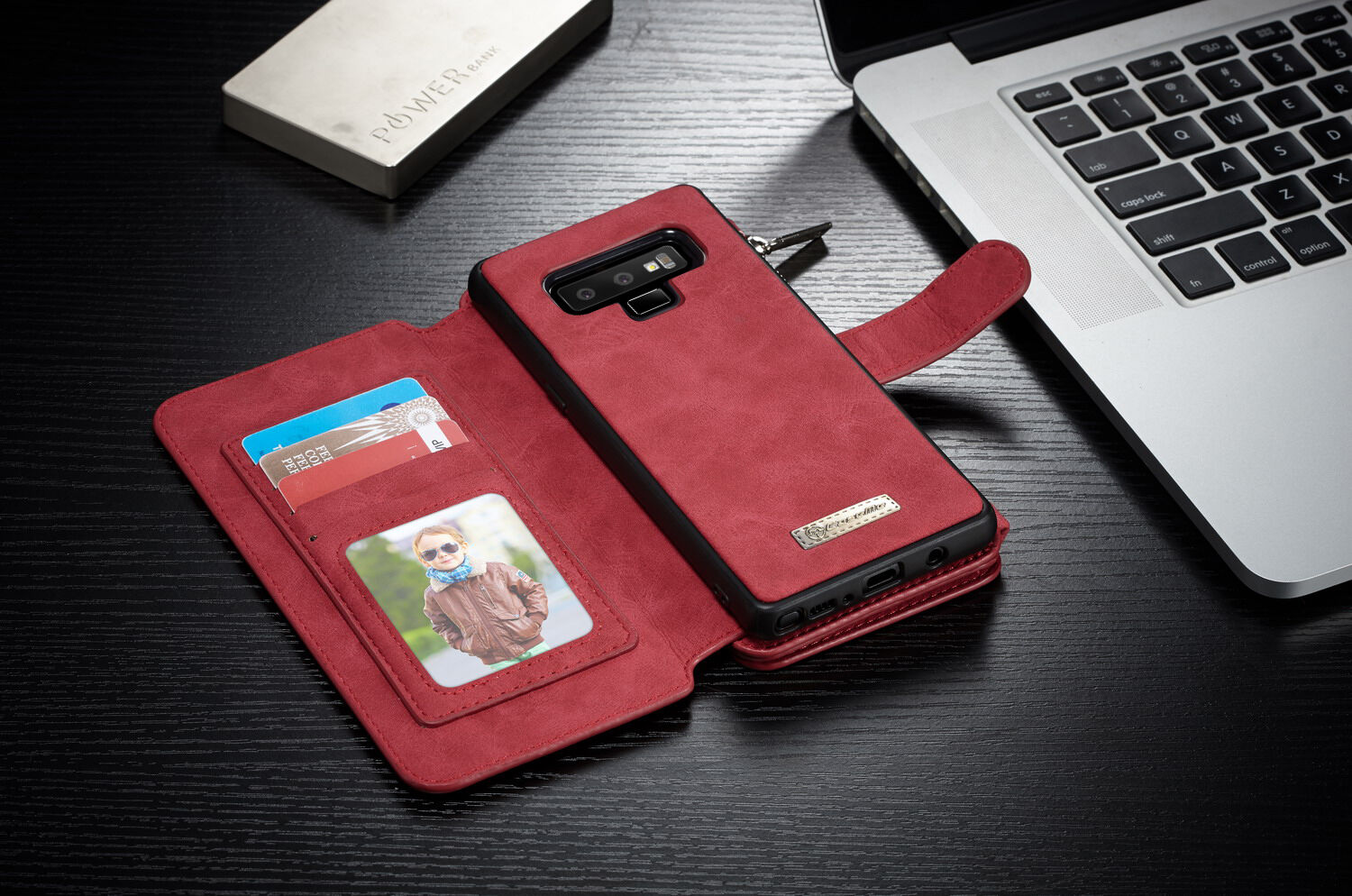 Husă tip portofel Caseme 2 în 1, pentru Samsung Galaxy Note 9 - roșu