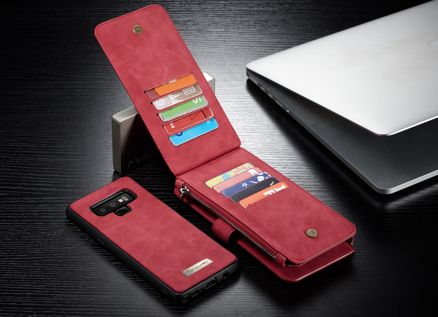 Husă tip portofel Caseme 2 în 1, pentru Samsung Galaxy Note 9 - roșu