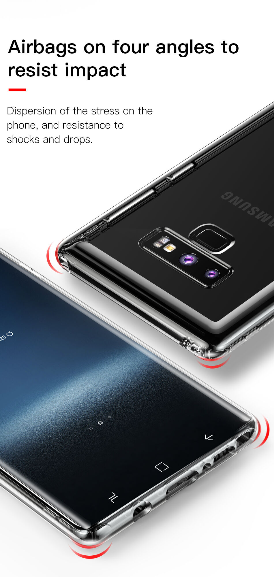 Carcasă Baseus Safety, din plastic negru, pentru Samsung Galaxy Note 9 - transparent