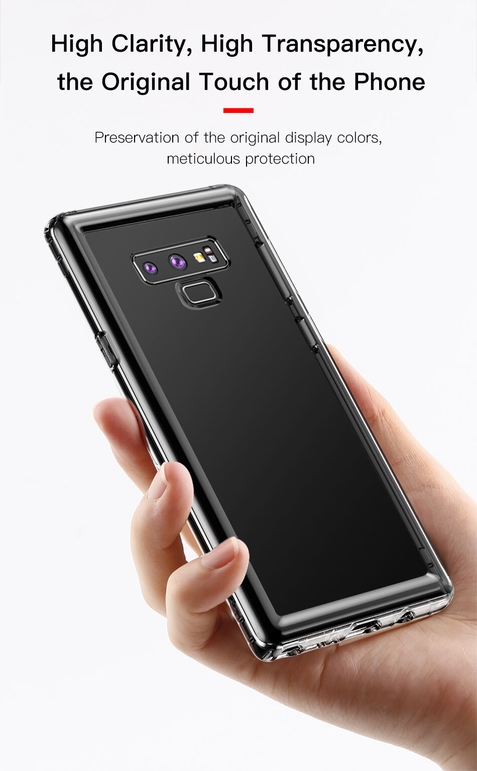 Carcasă Baseus Safety, din plastic negru, pentru Samsung Galaxy Note 9 - transparent