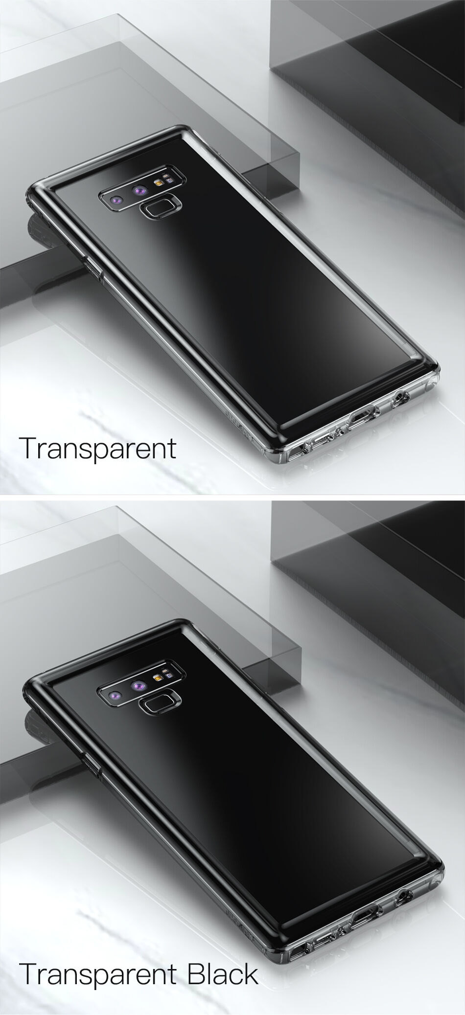 Carcasă Baseus Safety, din plastic negru, pentru Samsung Galaxy Note 9 - transparent