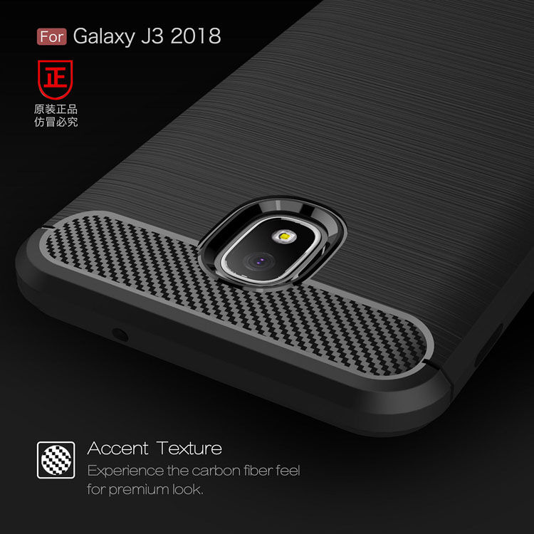 Carcasă din plastic cu textură șlefuită, pentru Samsung Galaxy J3 (2018) - gri