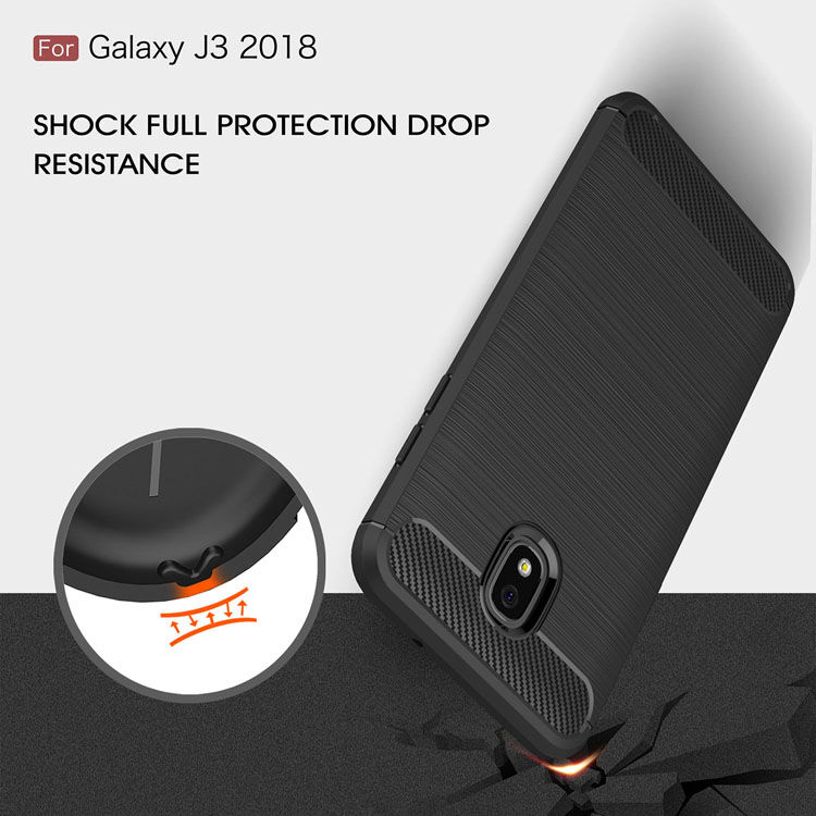 Carcasă din plastic cu textură șlefuită, pentru Samsung Galaxy J3 (2018) - gri