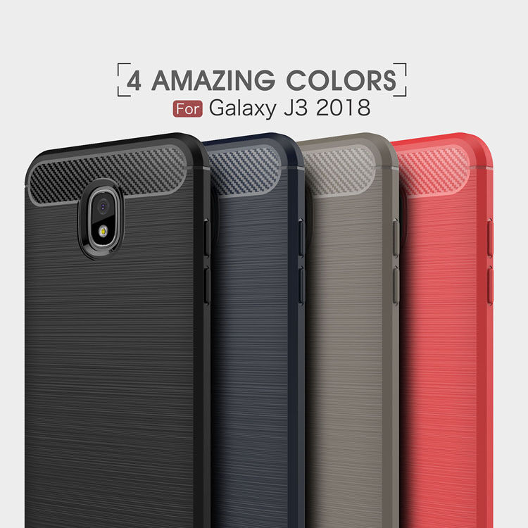 Carcasă din plastic cu textură șlefuită, pentru Samsung Galaxy J3 (2018) - gri