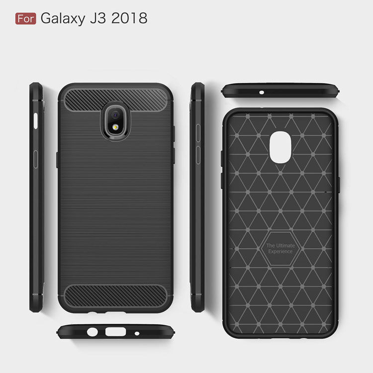 Carcasă din plastic cu textură șlefuită, pentru Samsung Galaxy J3 (2018) - gri
