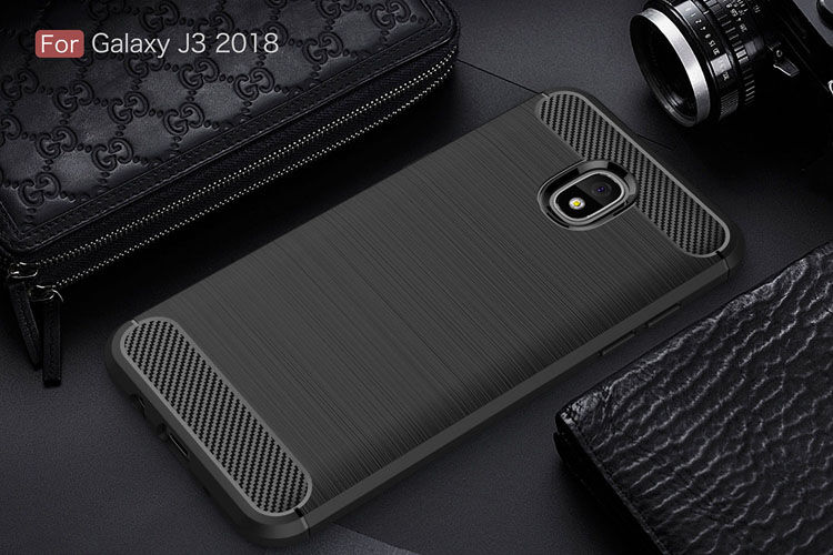 Carcasă din plastic cu textură șlefuită, pentru Samsung Galaxy J3 (2018) - gri
