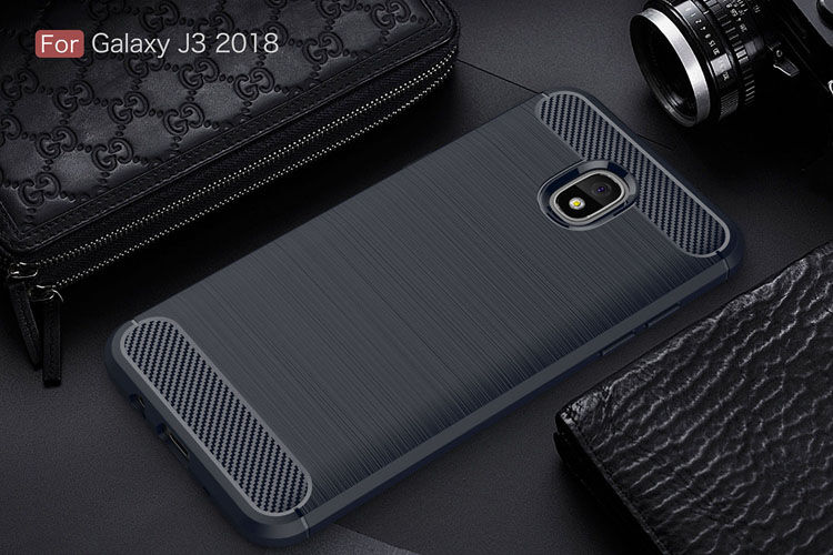 Carcasă din plastic cu textură șlefuită, pentru Samsung Galaxy J3 (2018) - gri