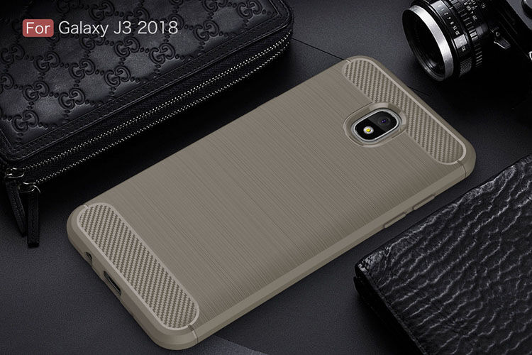 Carcasă din plastic cu textură șlefuită, pentru Samsung Galaxy J3 (2018) - gri