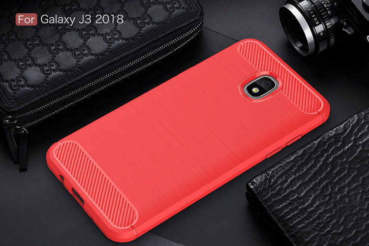 Carcasă din plastic cu textură șlefuită, pentru Samsung Galaxy J3 (2018) - gri Carcasă din plastic cu textură șlefuită, pentru Samsung Galaxy J3 (2018) - gri