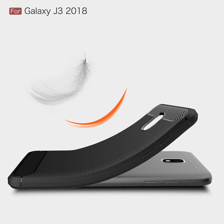 Carcasă din plastic cu textură șlefuită, pentru Samsung Galaxy J3 (2018) - negru