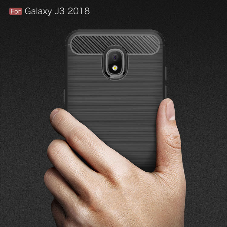 Carcasă din plastic cu textură șlefuită, pentru Samsung Galaxy J3 (2018) - negru