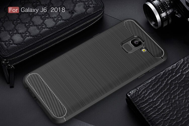 Carcasă din plastic cu textură șlefuită, pentru Samsung Galaxy J6 (2018) - albastru închis