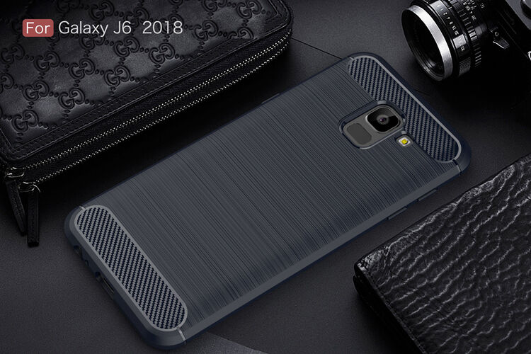 Carcasă din plastic cu textură șlefuită, pentru Samsung Galaxy J6 (2018) - albastru închis