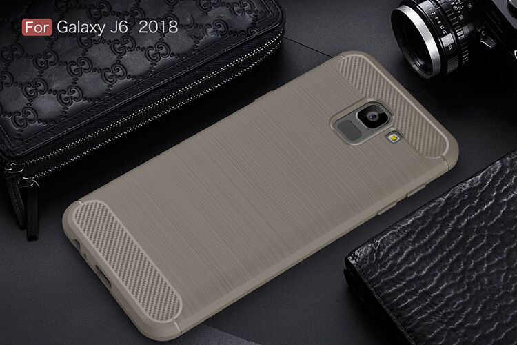Carcasă din plastic cu textură șlefuită, pentru Samsung Galaxy J6 (2018) - albastru închis