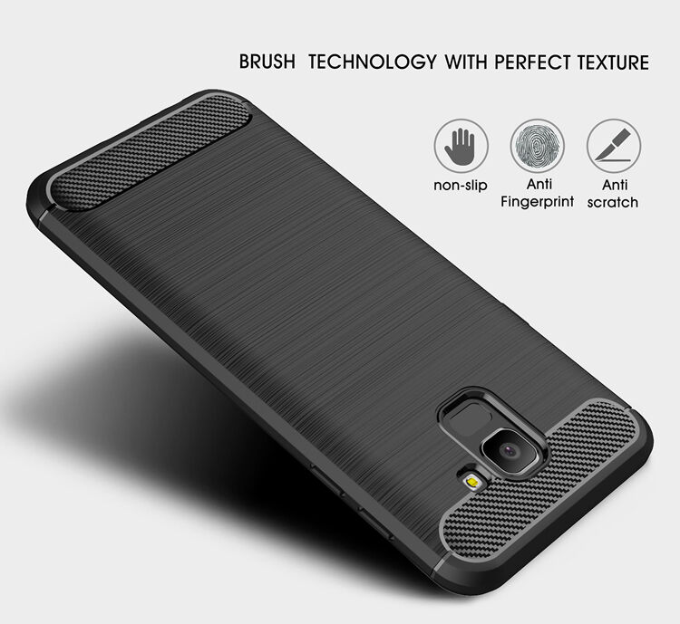 Carcasă din plastic cu textură șlefuită, pentru Samsung Galaxy J6 (2018) - negru