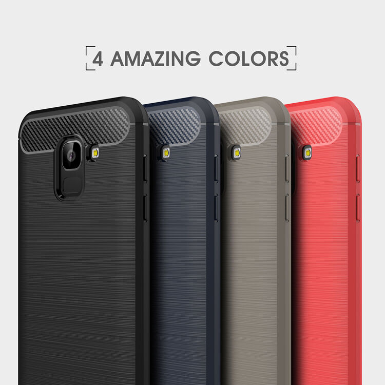 Carcasă din plastic cu textură șlefuită, pentru Samsung Galaxy J6 (2018) - negru