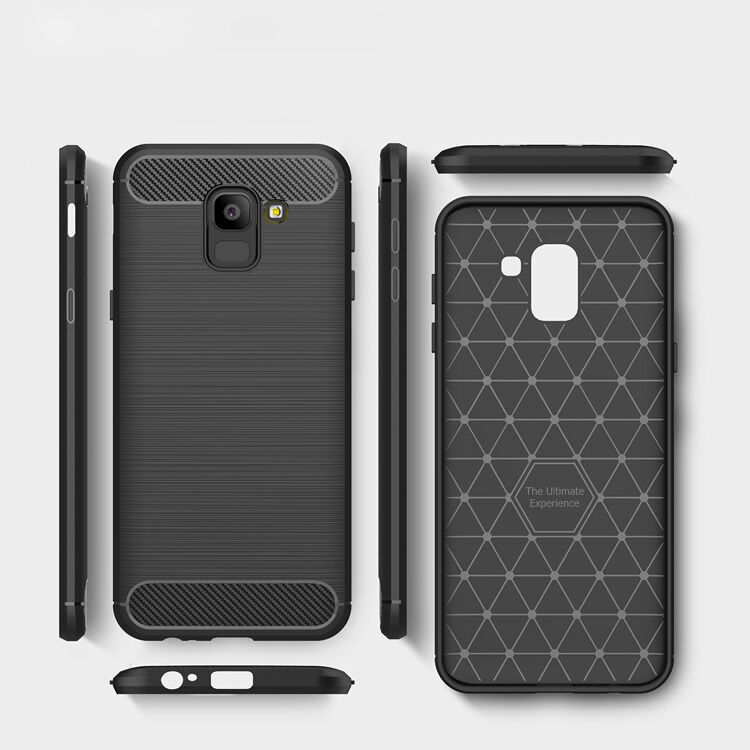 Carcasă din plastic cu textură șlefuită, pentru Samsung Galaxy J6 (2018) - negru