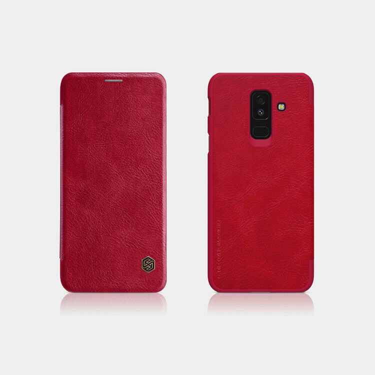 Husă flip Nillkin Qin, din piele, pentru Samsung Galaxy A6 Plus (2018) - roșu