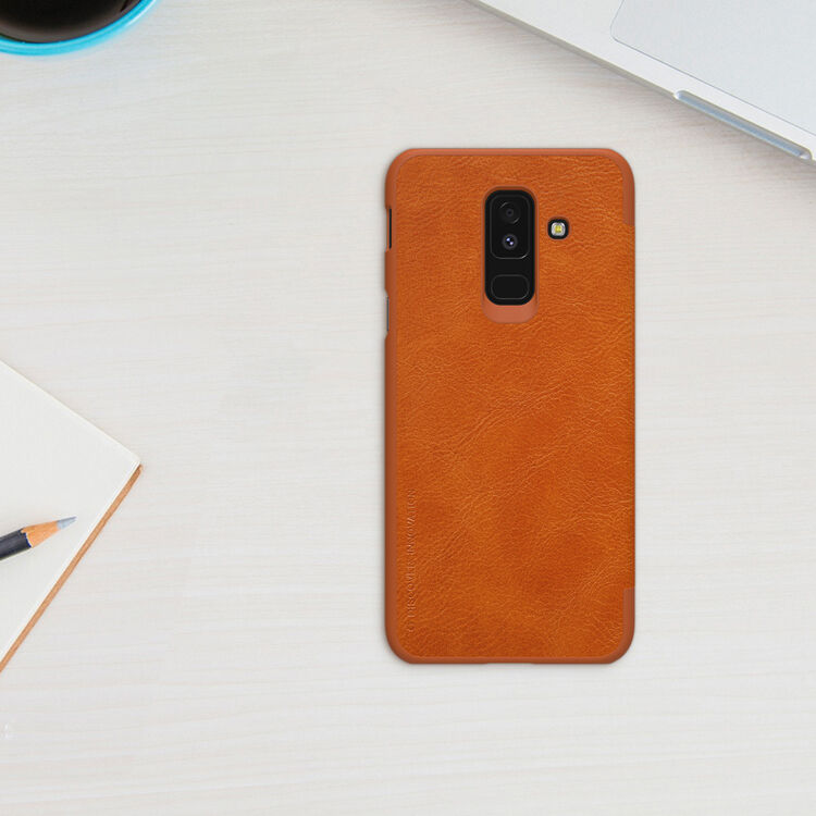 Husă flip Nillkin Qin, din piele, pentru Samsung Galaxy A6 Plus (2018) - roșu