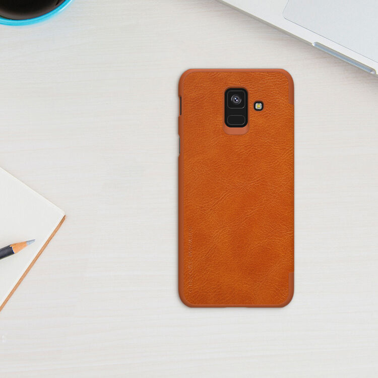 Husă flip Nillkin Qin, din piele, pentru Samsung Galaxy A6 (2018) - roșu