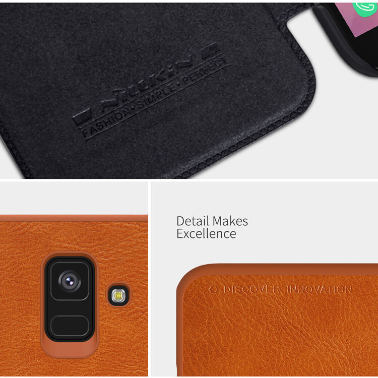 Husă flip Nillkin Qin, din piele, pentru Samsung Galaxy A6 (2018) - negru