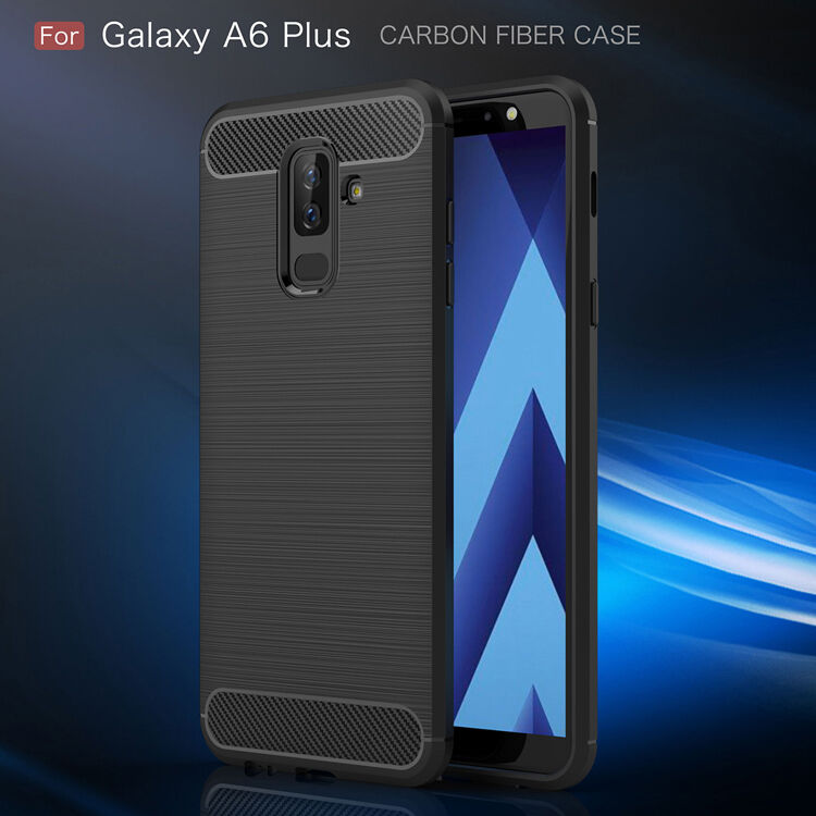 Carcasă din plastic cu textură șlefuită, pentru Samsung Galaxy A6 Plus (2018) - roșu