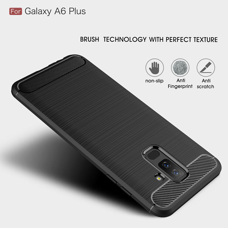 Carcasă din plastic cu textură șlefuită, pentru Samsung Galaxy A6 Plus (2018) - roșu