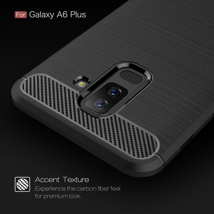 Carcasă din plastic cu textură șlefuită, pentru Samsung Galaxy A6 Plus (2018) - gri