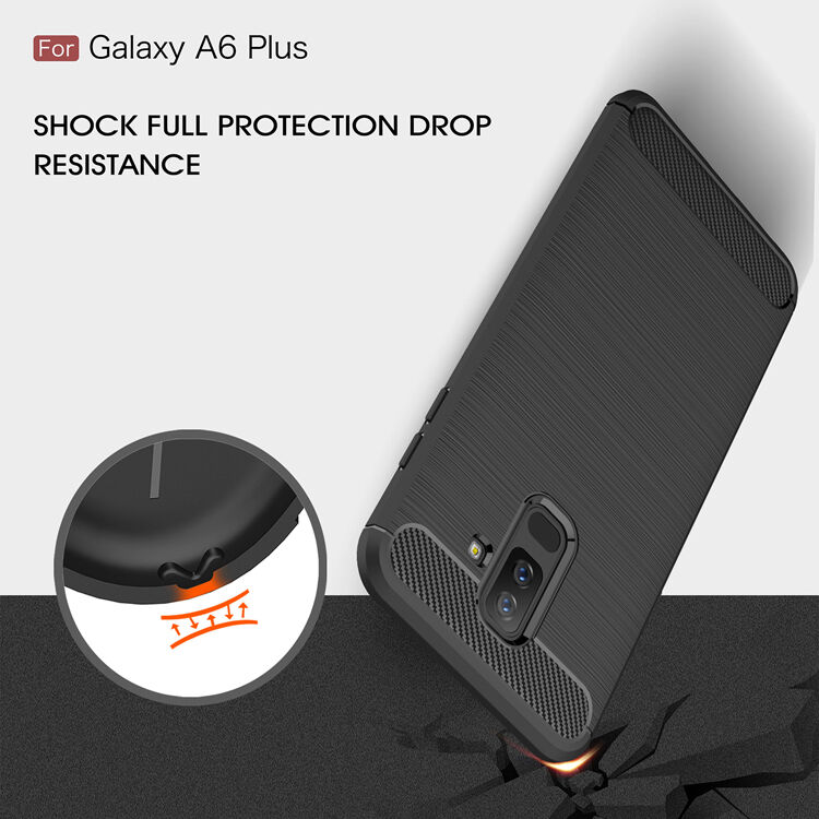Carcasă din plastic cu textură șlefuită, pentru Samsung Galaxy A6 Plus (2018) - gri
