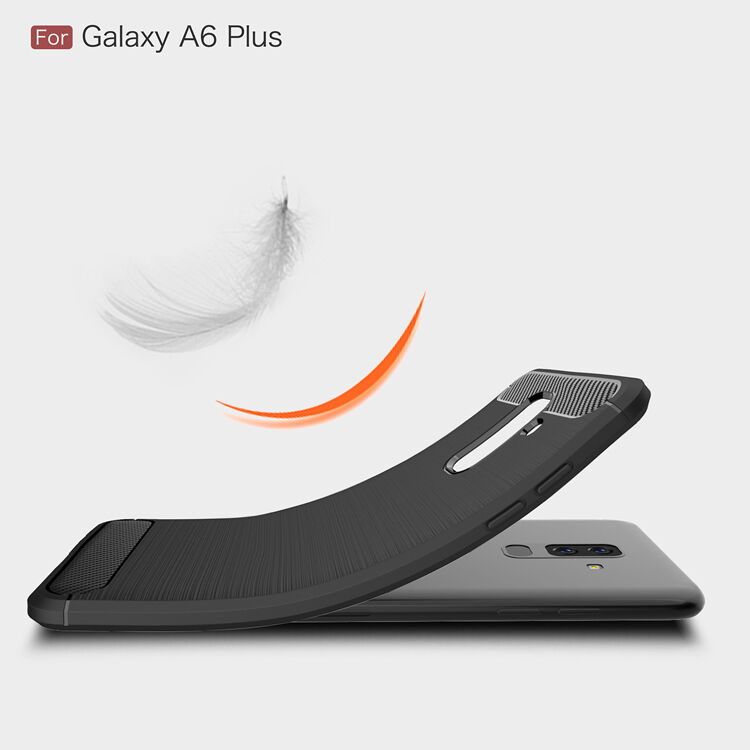Carcasă din plastic cu textură șlefuită, pentru Samsung Galaxy A6 Plus (2018) - gri