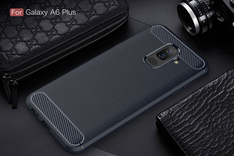 Carcasă din plastic cu textură șlefuită, pentru Samsung Galaxy A6 Plus (2018) - gri