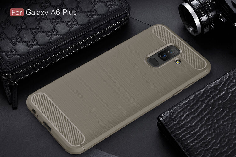 Carcasă din plastic cu textură șlefuită, pentru Samsung Galaxy A6 Plus (2018) - gri