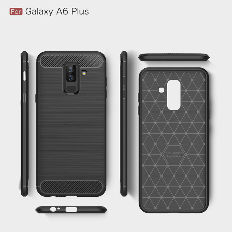 Carcasă din plastic cu textură șlefuită, pentru Samsung Galaxy A6 Plus (2018) - negru