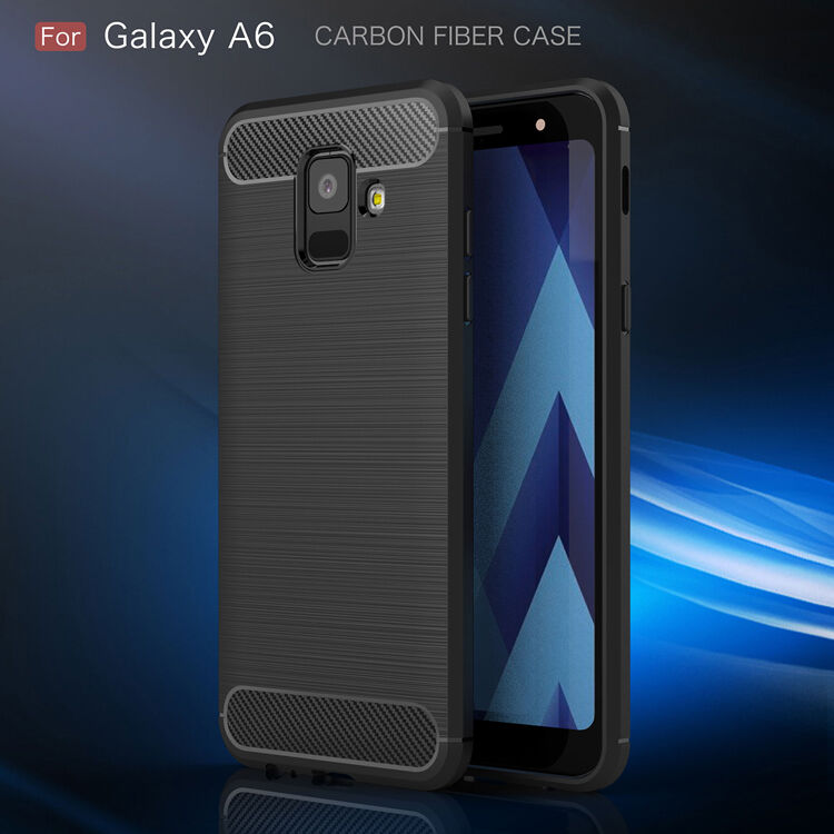 Carcasă din plastic cu textură șlefuită, pentru Samsung Galaxy A6 (2018) - albastru închis