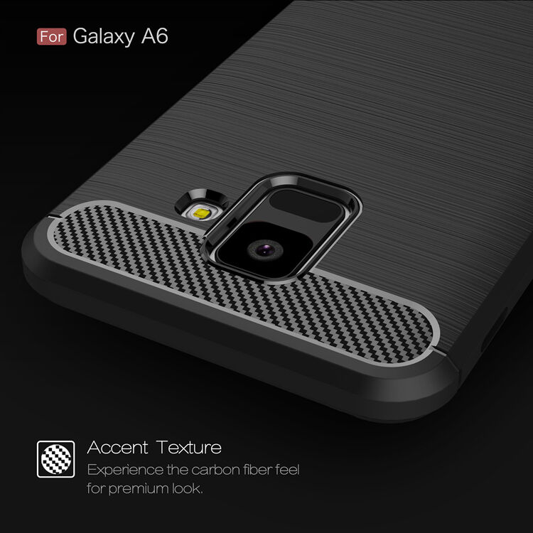 Carcasă din plastic cu textură șlefuită, pentru Samsung Galaxy A6 (2018) - albastru închis