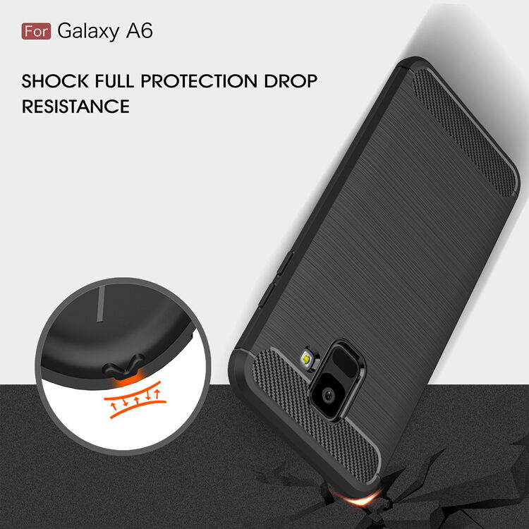 Carcasă din plastic cu textură șlefuită, pentru Samsung Galaxy A6 (2018) - albastru închis