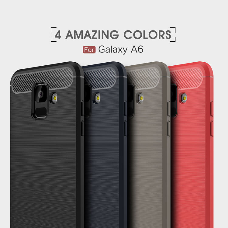 Carcasă din plastic cu textură șlefuită, pentru Samsung Galaxy A6 (2018) - albastru închis