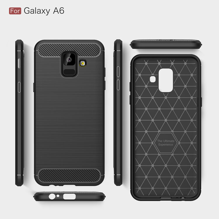Carcasă din plastic cu textură șlefuită, pentru Samsung Galaxy A6 (2018) - albastru închis