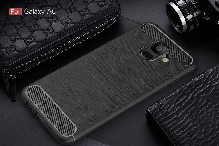 Carcasă din plastic cu textură șlefuită, pentru Samsung Galaxy A6 (2018) - albastru închis