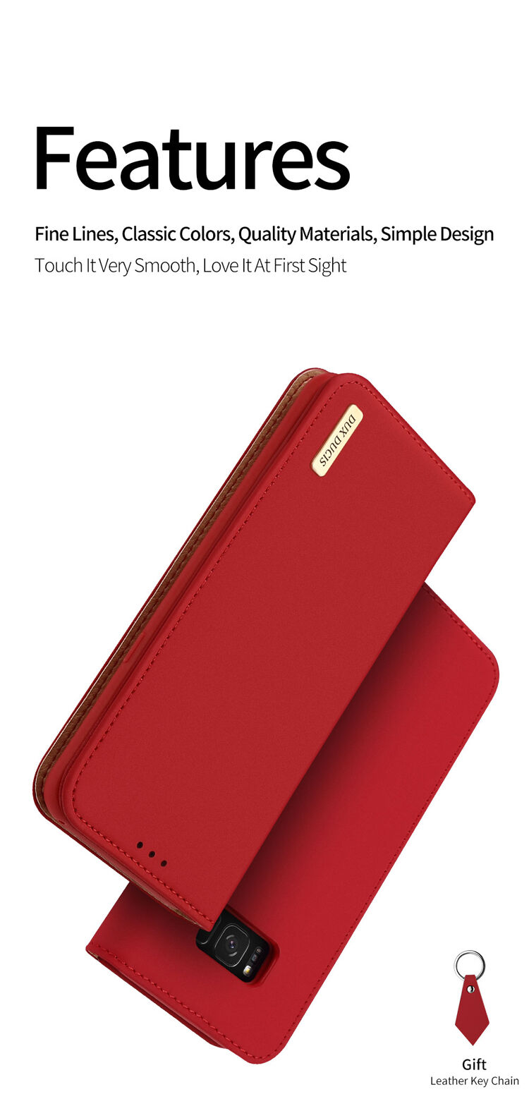 Husă flip Dux Ducis Wish, pentru Samsung Galaxy S8 - roșu