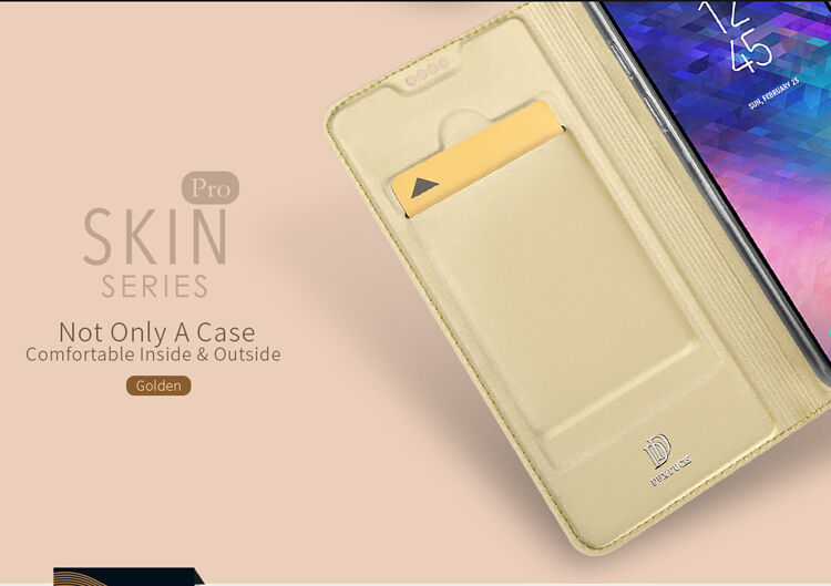Husă flip Dux Ducis Skin Pro, pentru Samsung Galaxy A6 Plus (2018) - auriu