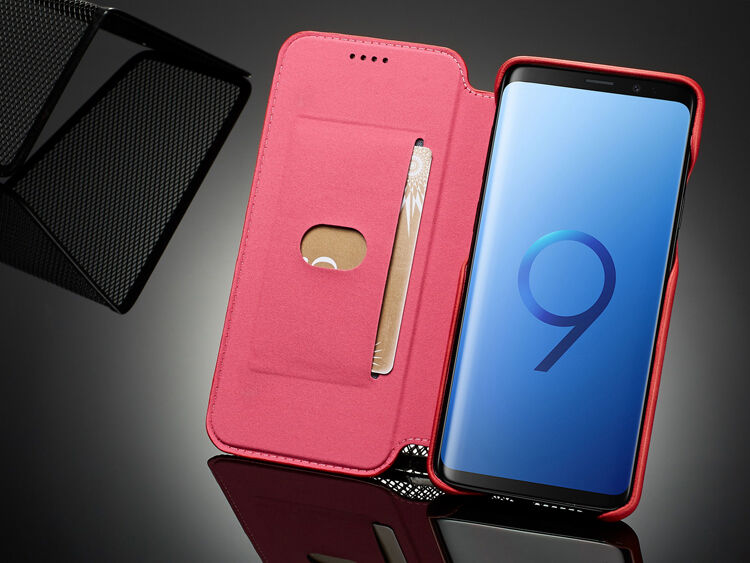 Husă flip LC.Imeeke, din piele, pentru Samsung Galaxy S9 - roșu