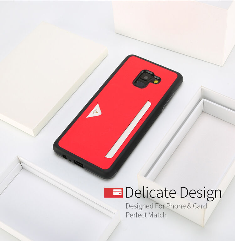Husă din piele Dux Ducis Pocard, pentru Samsung Galaxy A8 Plus (2018) - alb