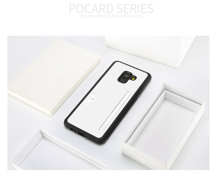 Husă din piele Dux Ducis Pocard, pentru Samsung Galaxy A8 Plus (2018) - alb