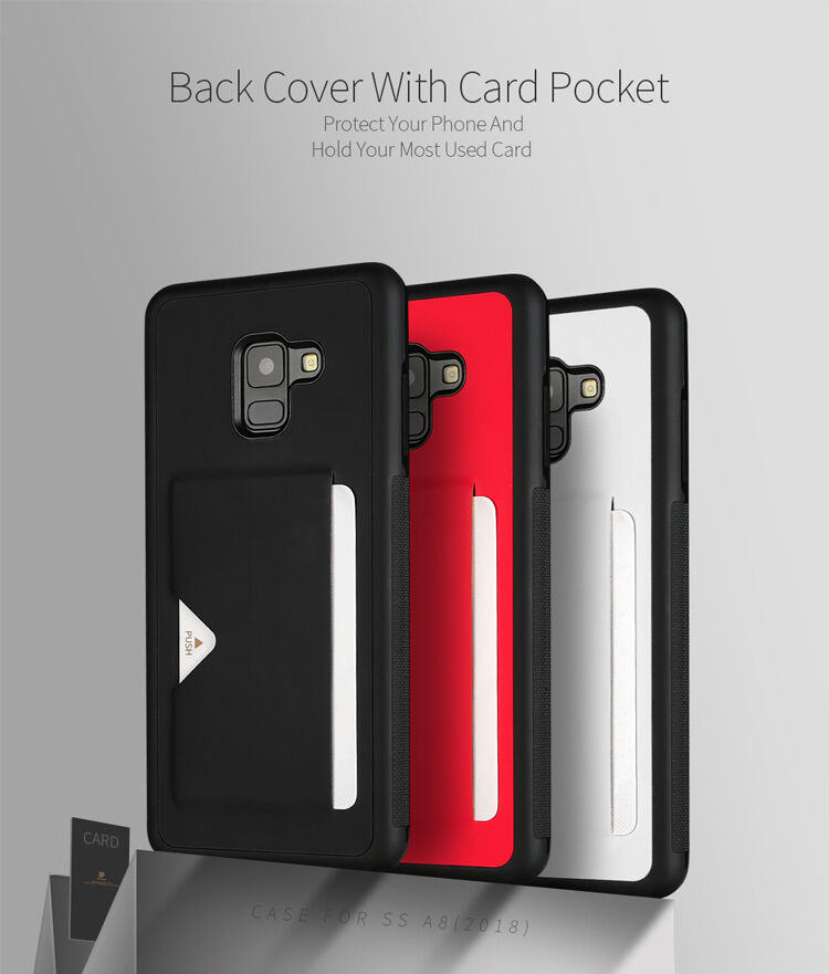 Husă din piele Dux Ducis Pocard, pentru Samsung Galaxy A8 (2018) - roșu