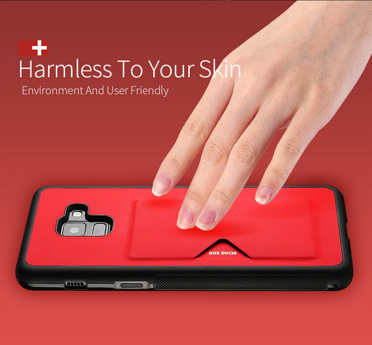 Husă din piele Dux Ducis Pocard, pentru Samsung Galaxy A8 (2018) - roșu