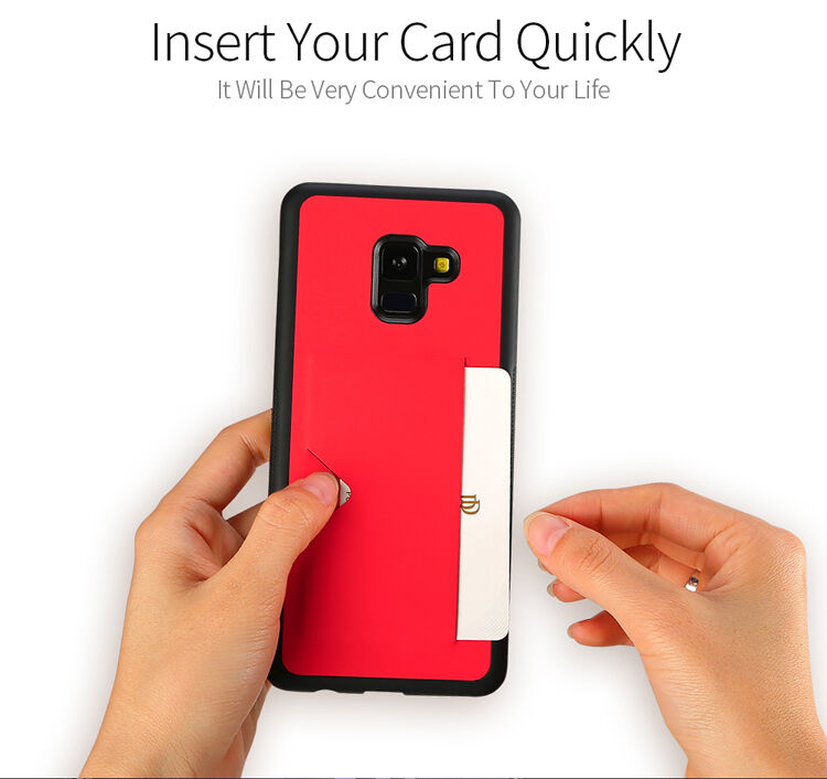 Husă din piele Dux Ducis Pocard, pentru Samsung Galaxy A8 (2018) - roșu