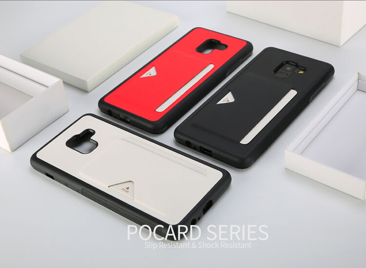 Husă din piele Dux Ducis Pocard, pentru Samsung Galaxy A8 (2018) - roșu