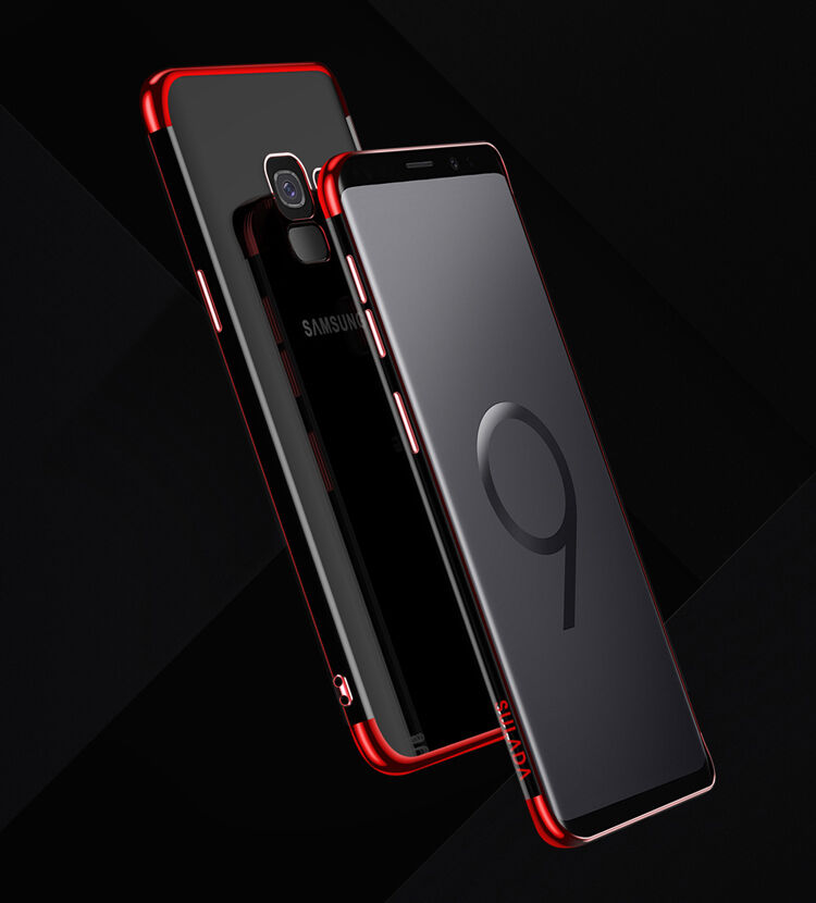 Carcasă transparentă Sulada, din plastic, cu ramă, pentru Samsung Galaxy S9 - argintiu